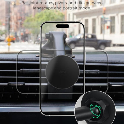 iOttie iTap 3 Magnetic Dash & Windshield Mount Car Phone Holder with Magnetic Ring Adapter. Compatible with Qi2, MagSafe, iPhone, and Android Smartphones.