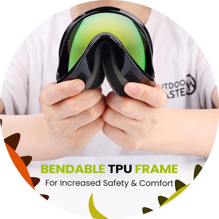 OutdoorMaster Kids Ski Goggles, Snow Goggles for Boys & Girls with 100% UV Protection - VLT 13.3%