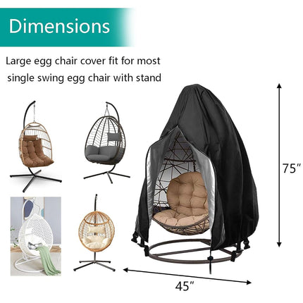 FLYMEI 【Upgraded】 Patio Egg Chair Covers with Zipper, Durable Large Wicker Egg Swing Chair Covers, Waterproof Heavy Duty Weather Resisatnt Outdoor Chair Cover, Windproof Hanging Chair Cover