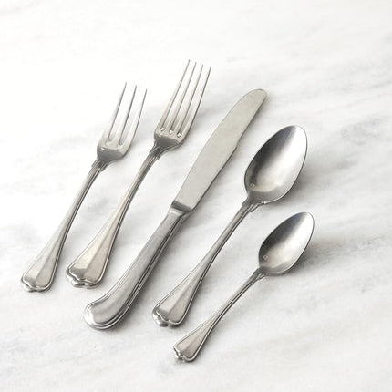 Fortessa San Marco 18/10 Flatware 5 Piece Place Setting, Service for 1, Antique Silver
