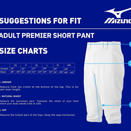 Mizuno Adult Premier Short Baseball Pant White