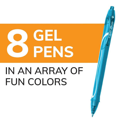 BIC RGLCGAP81AST Gel-ocity Quick Dry Retractable Gel Pen, 0.7mm, Assorted Ink/Barrel, 8/Pack