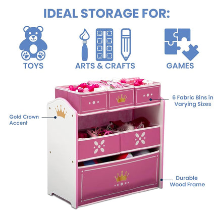 Delta Children Princess Crown 6 Bin Storage Toy Organiser