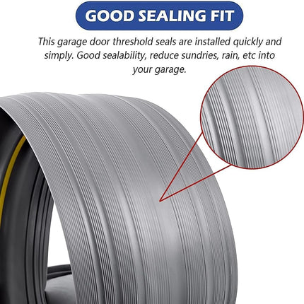 ToLanbbt 12Ft/3.7M Universal Garage Door Rubber Threshold Strip with 300ml Black Adhesive/Sealant, Weatherproof Seal DIY Weather Stripping Replacement(Grey)