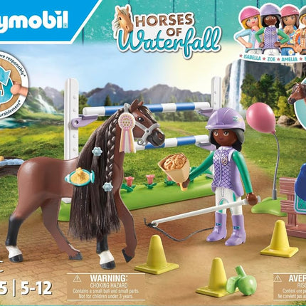 Playmobil 71355 Horses of Waterfall Jumping Arena with Zoe and Blaze, training for the championship with rewards, fun imaginative role-play, sustainable play sets suitable for children ages 5+