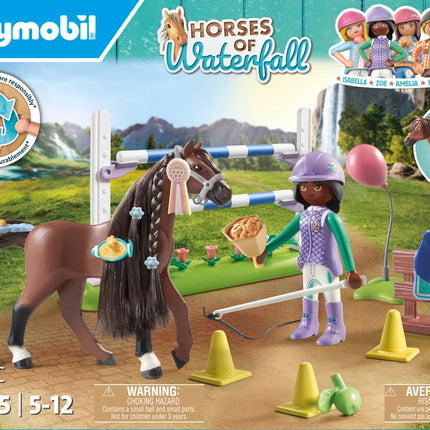 Playmobil 71355 Horses of Waterfall Jumping Arena with Zoe and Blaze, training for the championship with rewards, fun imaginative role-play, sustainable play sets suitable for children ages 5+