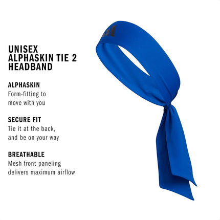adidas Alphaskin Tie Headband, Collegiate Royal Blue/Black/2, One Size