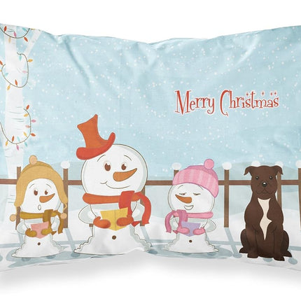 Caroline's Treasures Funda de almohada estándar de tela de Staffordshire Bull Terrier de Papá Noel de Navidad BB2379PILLOWCASE, multicolor