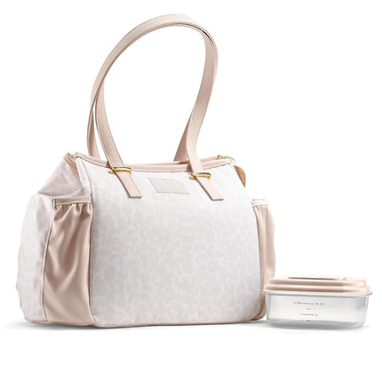 Copley Lunch Kit - Insulated, Stain-Resistant & Lightweight Women's Lunch Bag With Container, Ivory Feline Fine