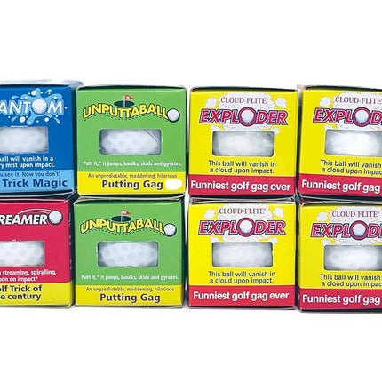 Lot 8 Trick Golf Balls Jokes Exploding, Mist, Wobb