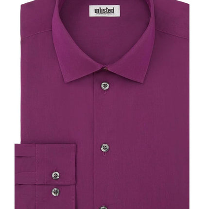 Kenneth Cole Men's Solid Dress Shirts, Raspberry, 16"-16.5" Neck 32"-33" Sleeve