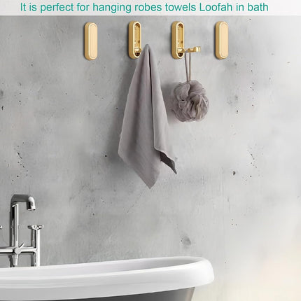 Foldable Towel Hooks for Bathroom 4 Pack,Wall Hooks for Hanging Heavy Duty Coat Robe Purse Foldable Hooks Storage Solution for Bathroom,Closet,Entryway,Pool and Kitchen (4, Brushed Gold)