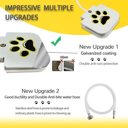 Outdoor Water Fountain Step On - Upgrade Large Dog Sprinkler Drinking Dispenser Paw Waterer Activated with Stainless Steel Braided Hose