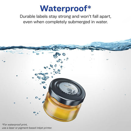 Avery Durable Waterproof Starburst Labels with Sure Feed, 1.75", 1,000 Oil and Tear-Resistant Waterproof Labels, Print-to-The-Edge, Laser/Pigment-Based Inkjet Printable Labels