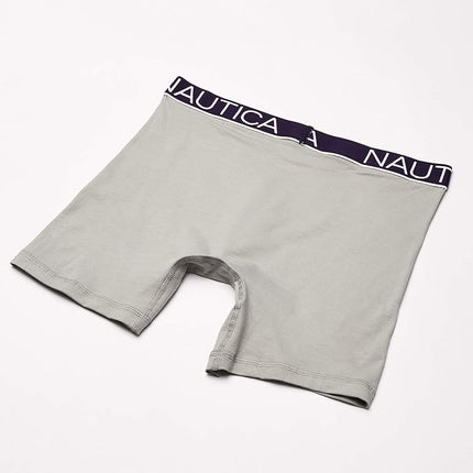 Nautica Men's 3-Pack Classic Underwear Cotton Stretch Boxer Brief, Black/Charcoal/Alloy, XL