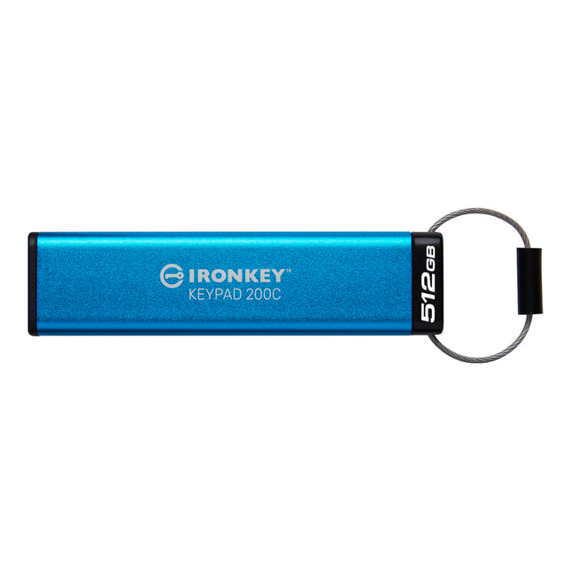 Kingston Ironkey Keypad 200 USB-C 512GB Unidad Flash Cifrada | Independiente del SO | FIPS 140-3 Nivel 3 | XTS-AES 256 bits | Protección contra BadUSB y Fuerza Bruta | Opción Multi-PIN | IKKP200C/512GB