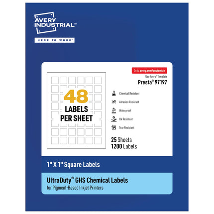 Avery UltraDuty GHS Labels, Waterproof, 1 X 1 Inch