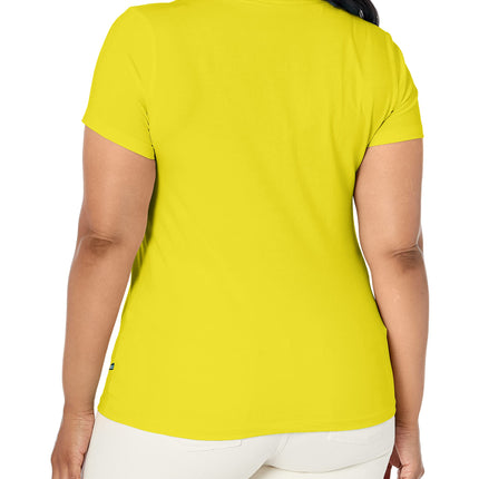 T-shirt en coton extensible super doux à col en V Nautica pour femme, confort facile, motif ananas, taille S