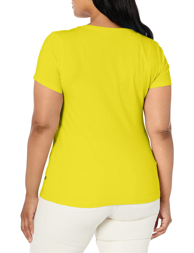 T-shirt en coton extensible super doux à col en V Nautica pour femme, confort facile, motif ananas, taille S