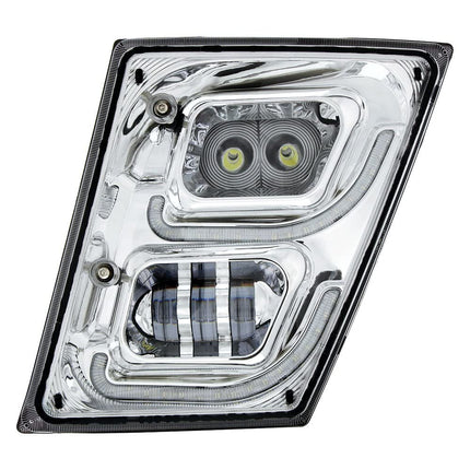 United Pacific 32594 Phare antibrouillard, chrome, LED haute puissance, côté conducteur, avec feux de jour et de position à LED, pour Volvo VN/VNL 2003-2017