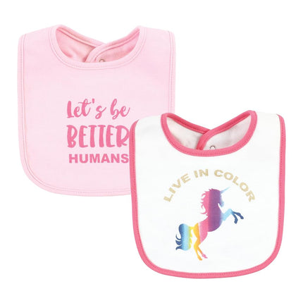 Hudson Baby Unisex Baby Cotton Bibs, Empowerment, One Size