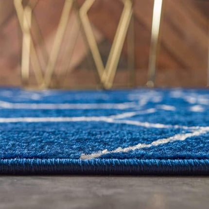 Unique Loom Trellis Frieze Collection Lattice Moroccan Geometric Modern Navy Blue Runner Rug (2' 0 x 13' 0)