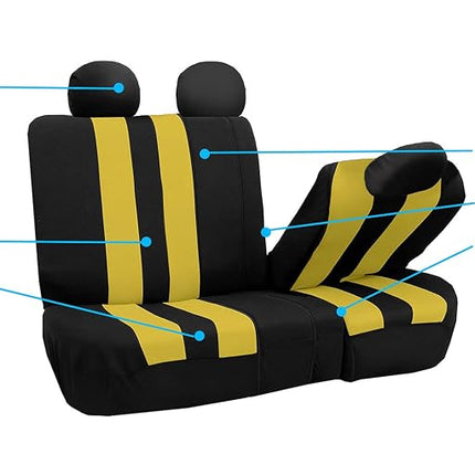 FH GROUP FH-FB036217 Striking Striped Seat Covers Yellow / Black Color - Fit Most Car, Truck, Suv, or Van