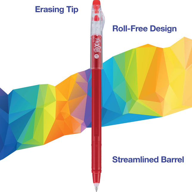 Stylos-bille effaçables PILOT FriXion ColorSticks, Pointe fine, Encre rouge, Boîte de 12 (13228)
