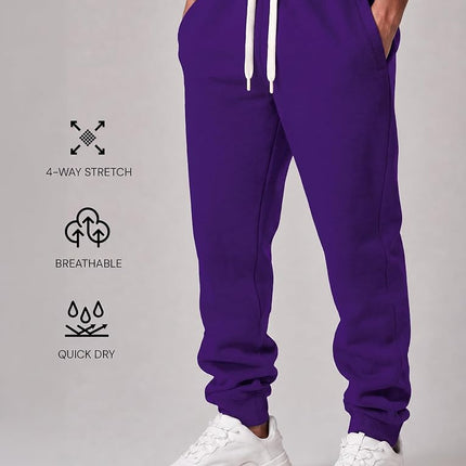 Southpole Men's Basic Active Fleece Jogger Pants-Regular and Big & Tall Sizes, Purple, XXL