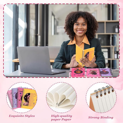 Colarr 12 Sets Black Women Journals and Pen Gifts African American Journal and Pen for Black Girl Lady Inspirational Spiral Notebooks African American Gifts