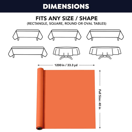 Party Essentials Plastic Banquet Table Roll, 40" x 100', Tangerine