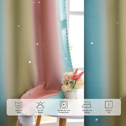 Yancorp Kids Room Curtain - Girls Bedroom, Playroom, Nursery, 63" L x 34" W, Baby Pink/Blue, 1 Panel
