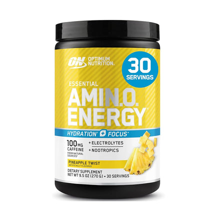 OPTIMUM NUTRITION Amino Energy + Électrolytes en Poudre, Saveur Ananas, 285g, 30 Portions