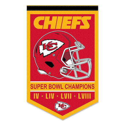 Estandarte o banderín de los Kansas City Chiefs, 4 veces campeones del Super Bowl