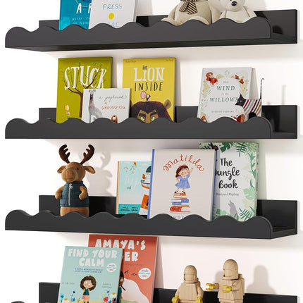 Seocry Kids' Bookshelf Set of 4 - Black Floating N