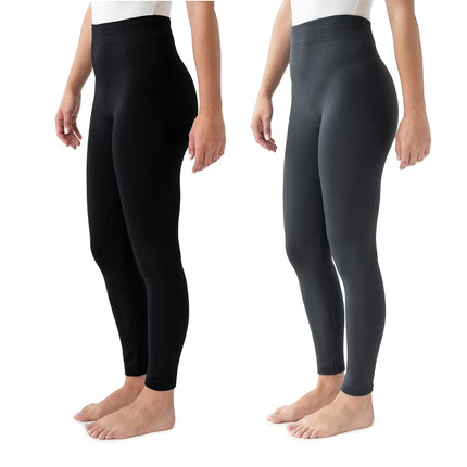 MUK LUKS Women's 2 Pack of Leggings Hosiery, Charc