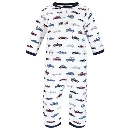 Hudson Baby Unisex Baby Premium Quilted Coveralls, Cars, 0-3 Months