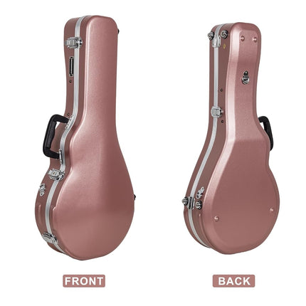 Crossrock F-Style Mandolin Case | ABS Molded Hardshell with Security Lock, Metal Feet, and Detachable Straps-Rose Gold (CRA862MFRG)
