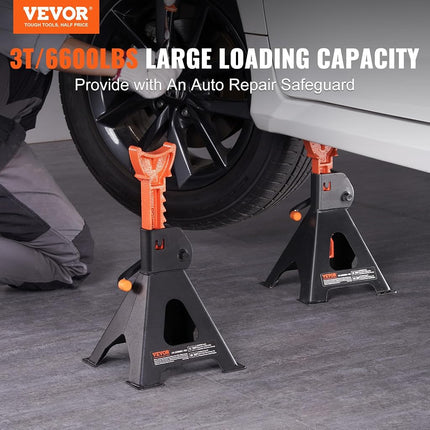 VEVOR Jack Stands, 3 Ton (6,000 lbs) Capacity Car Jack Stands, 10.8-16.3 inch Adjustable Height, for lifting SUV, Pickup Truck, Car and UTV/ATV, Red, 1 Pair