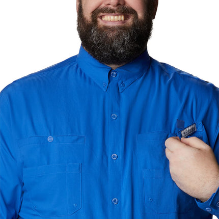 Columbia Camisa PFG Tamiami II de manga larga para hombre, Azul Vivo, Mediana