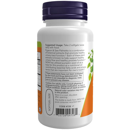 NOW Pygeum & Saw Palmetto,60 Softgels