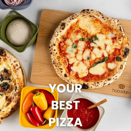 Babadoh Pizza Dough Proofing Silicone Containers with Lids | Set of 6 Pizza-Making Accessories | Multi Yellow (2 Dough, 2 Olive, 2 Yellow) | Original Size (Make 12" Pizzas)