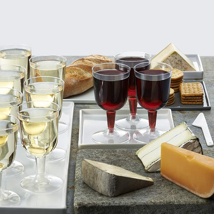 Party Essentials Disposable Hard Plastic Two Pieces Wine Glasses, 20-Count, 7-Ounce, Clear