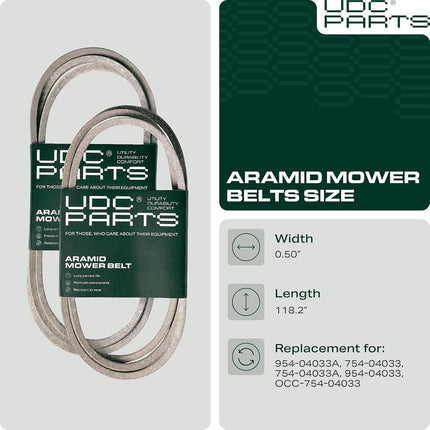 UDC Parts 954-04033A Deck Belt Replаcement for Cub Cadet, 1/2" x 118.2"