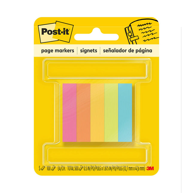 Post-it Page Markers, Assorted Colors, 1/2 in x 2 