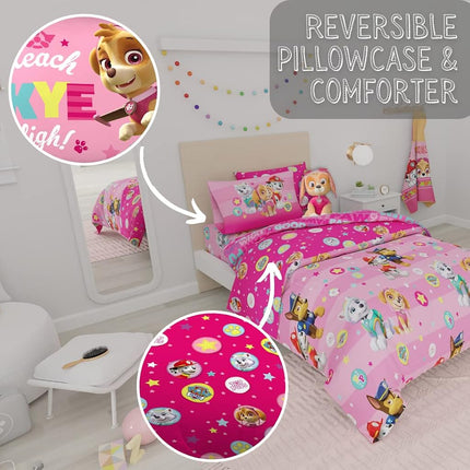 Franco Comforter and Sheet Set with Sham, Microfiber, Paw Patrol Girls, 5 Piece Twin Size