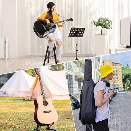 3pcs Guitar Accessories Kit, Guitar Gig Bag + Guitar Stand + Guitar Strap