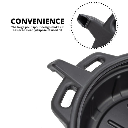 NEIKO 20760A Large Oil Drain Pan, 4 Gallon (16L) Capacity, Black Plastic Anti Splash Oil Pan, Motor Oil Drip Catcher Pan, Non Spill Pour Spout, Oil Catch Pan for Changing Oil, Oil Drain Container