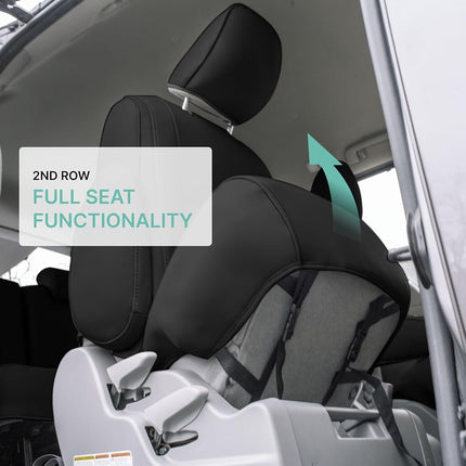 FH Group Housses de siège auto sur mesure pour Toyota Sienna 7 passagers 2011-2020, housse de siège auto pour deuxième rangée, housses de siège automobile en similicuir noir, housses de siège imperméables et lavables