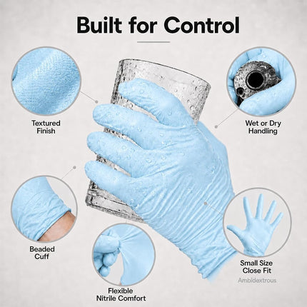 ForPro Disposable Nitrile Gloves, Chemical Resistant, Powder-Free, Latex-Free, Non-Sterile, Food Safe, 4 Mil, Blue, Large, 100-Count